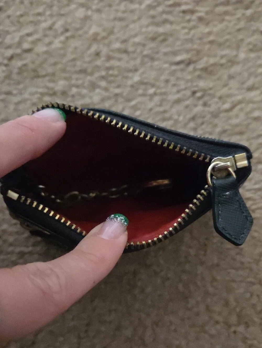Dooney & Bourke Black and Tan Zip Coin Pouch